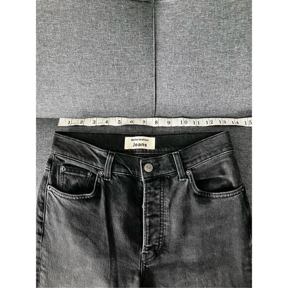 REFORMATION Black Erie Wash High Rise Button Fly Jeans Size 26 - Picture 7 of 12